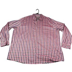 Claiborne Stretch Button Down Shirt Light Red Plaid Long Sleeve Men's 3XLT
